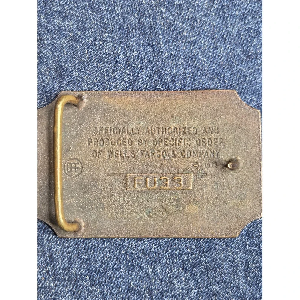 Wells Fargo 1973 Vintage Commemorative Brass Buckle - Rectangle